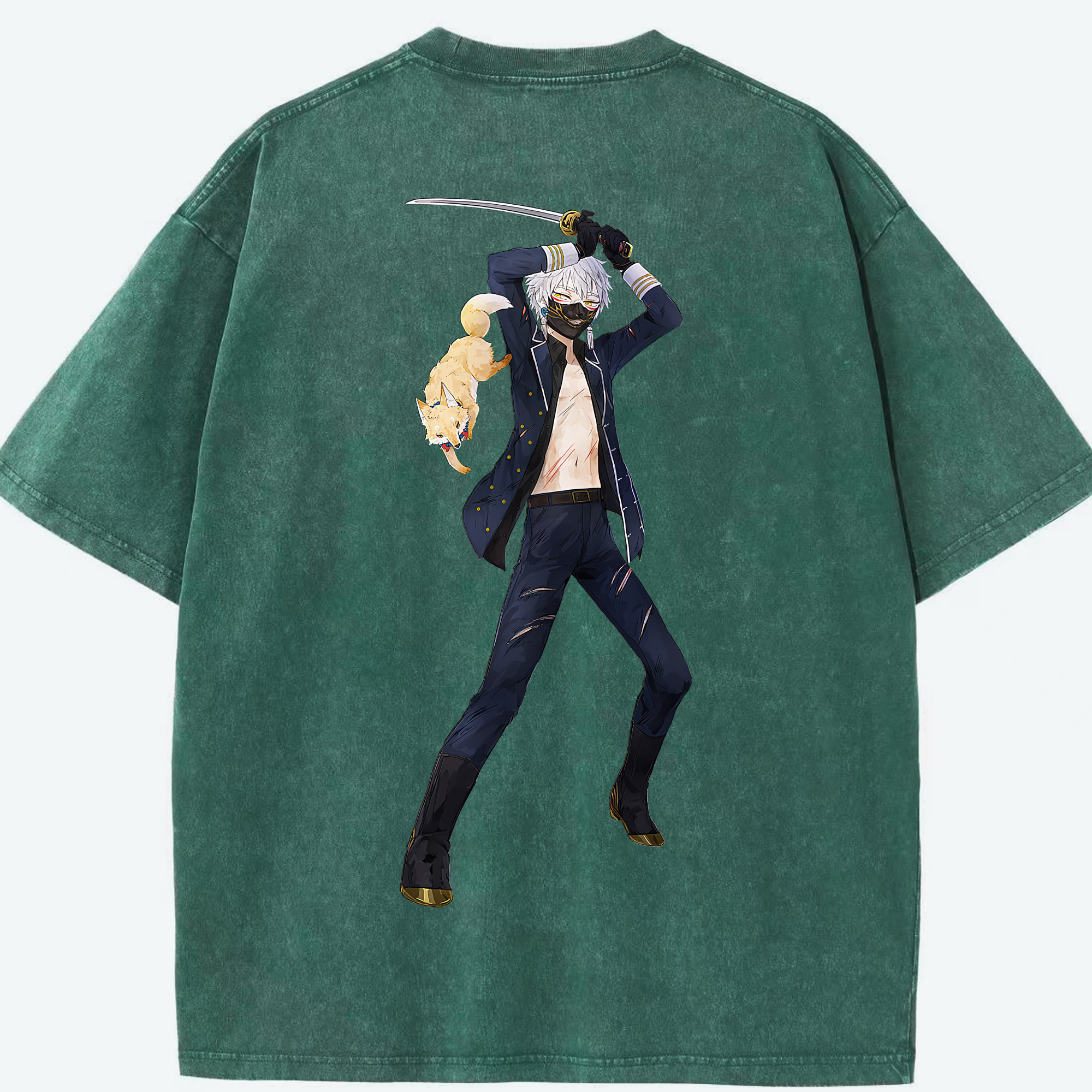 （画像用） 刀剣乱舞 Touken Ranbu 綿100% ヴィンテージ風 半袖Tシャツ（背面プリント）